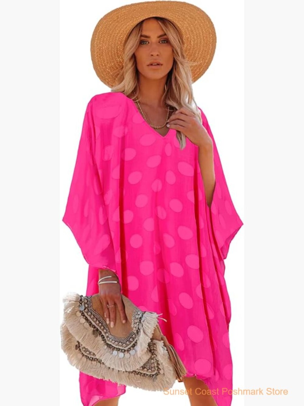 Swimsuit Cover Up Beach Kaftan with Floral Pattern